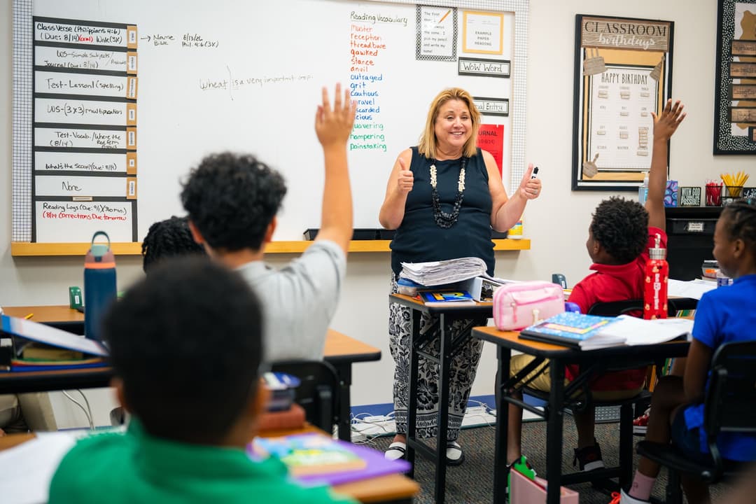 A teacher leading class at Chapel Hill Christian School